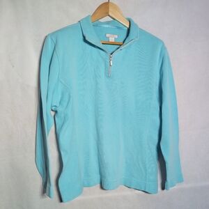 Lady Hathaway Sz L Women's Light Blue Quarter Zip Sweater